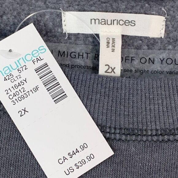 Maurices sz 2X Plus Sweatshirt Nebraska Dip Dye Blue White New NWT - Picture 4 of 6
